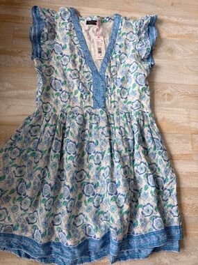 Vineyard Vines Blue and Green Floral Cotton Dress